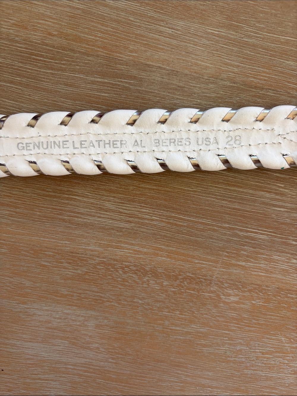 Al Beres White Beaded Braided Leather Belt - Picture 6 of 9